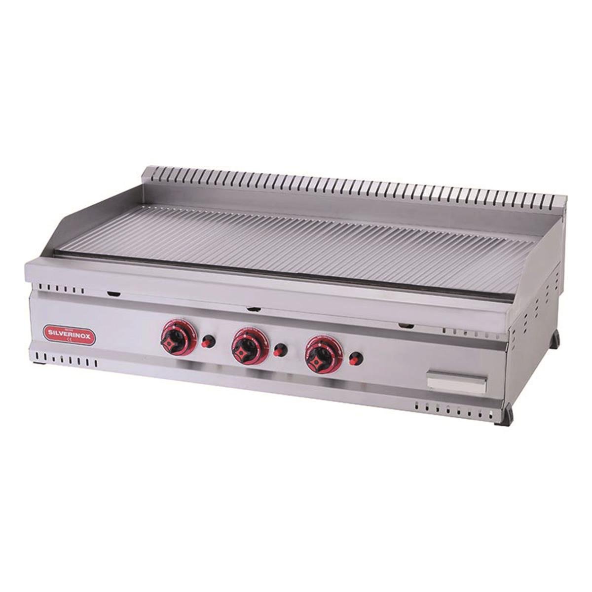 SilverInox PG-80-T Gazlı Pleyt Izgara Tam Oluklu 80x60 cm