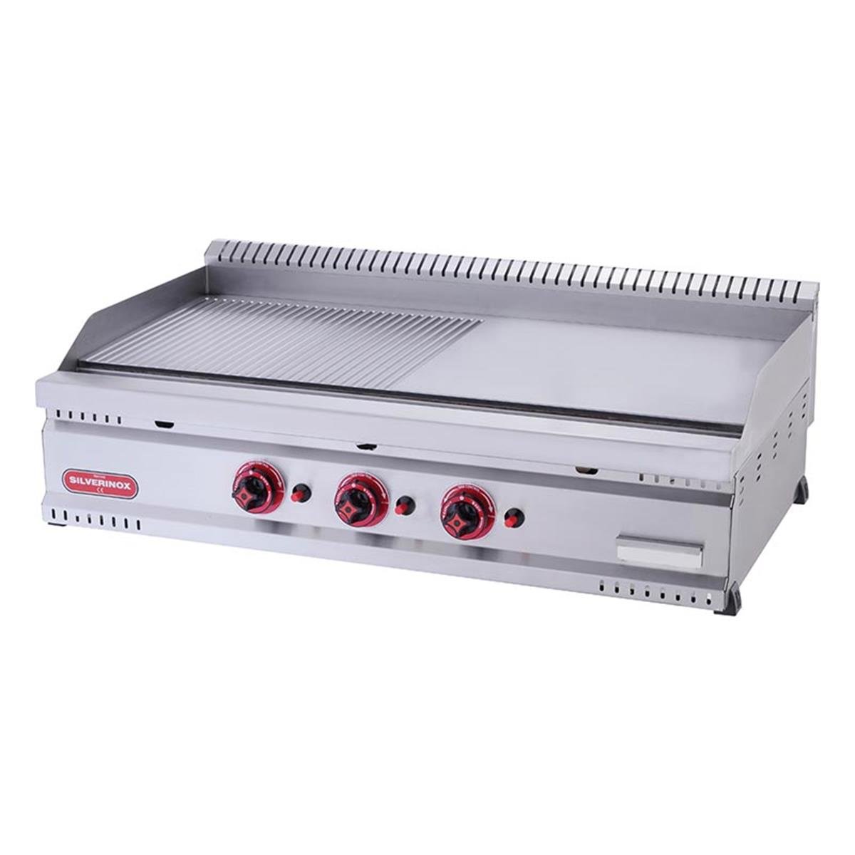 SilverInox PG-80-Y Gazlı Pleyt Izgara Yarı Oluklu 80x60 cm