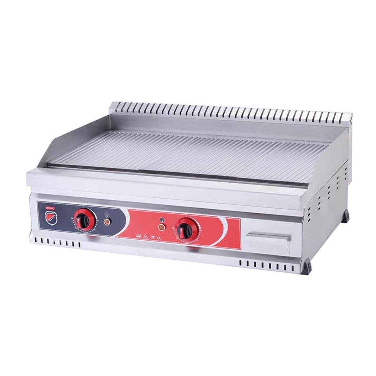 SilverInox PGE-80-T Elektrikli Pleyt Izgara Tam Oluklu 80x60 cm