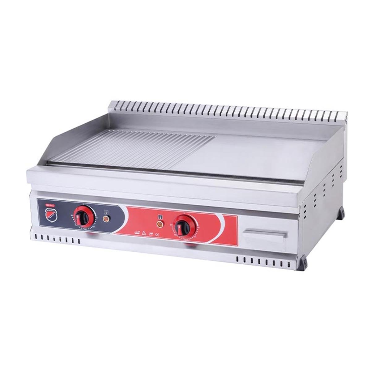 SilverInox PGE-80-Y Elektrikli Pleyt Izgara Yarı Oluklu 80x60 cm