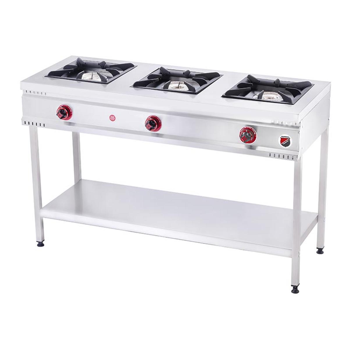 SilverInox TB-3G 3 Gözlü LPG li Taban Raflı Midi Ocak CE BelgeliSilverInoxIG.TB-3G