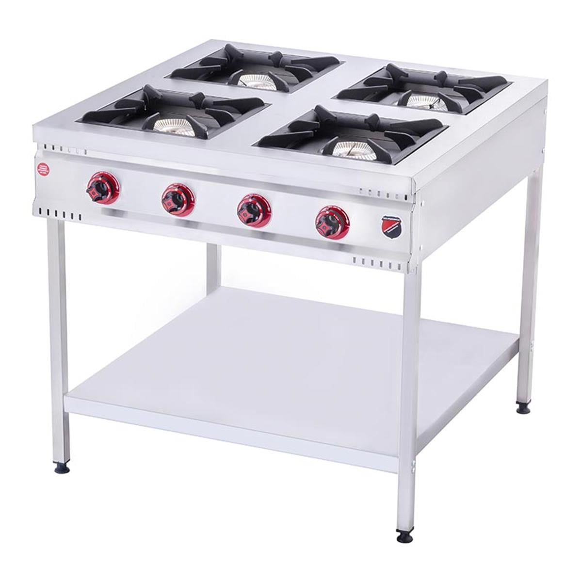SilverInox TB-4G 4 Gözlü LPG li Taban Raflı Midi Ocak CE BelgeliSilverInoxIG.TB-4G