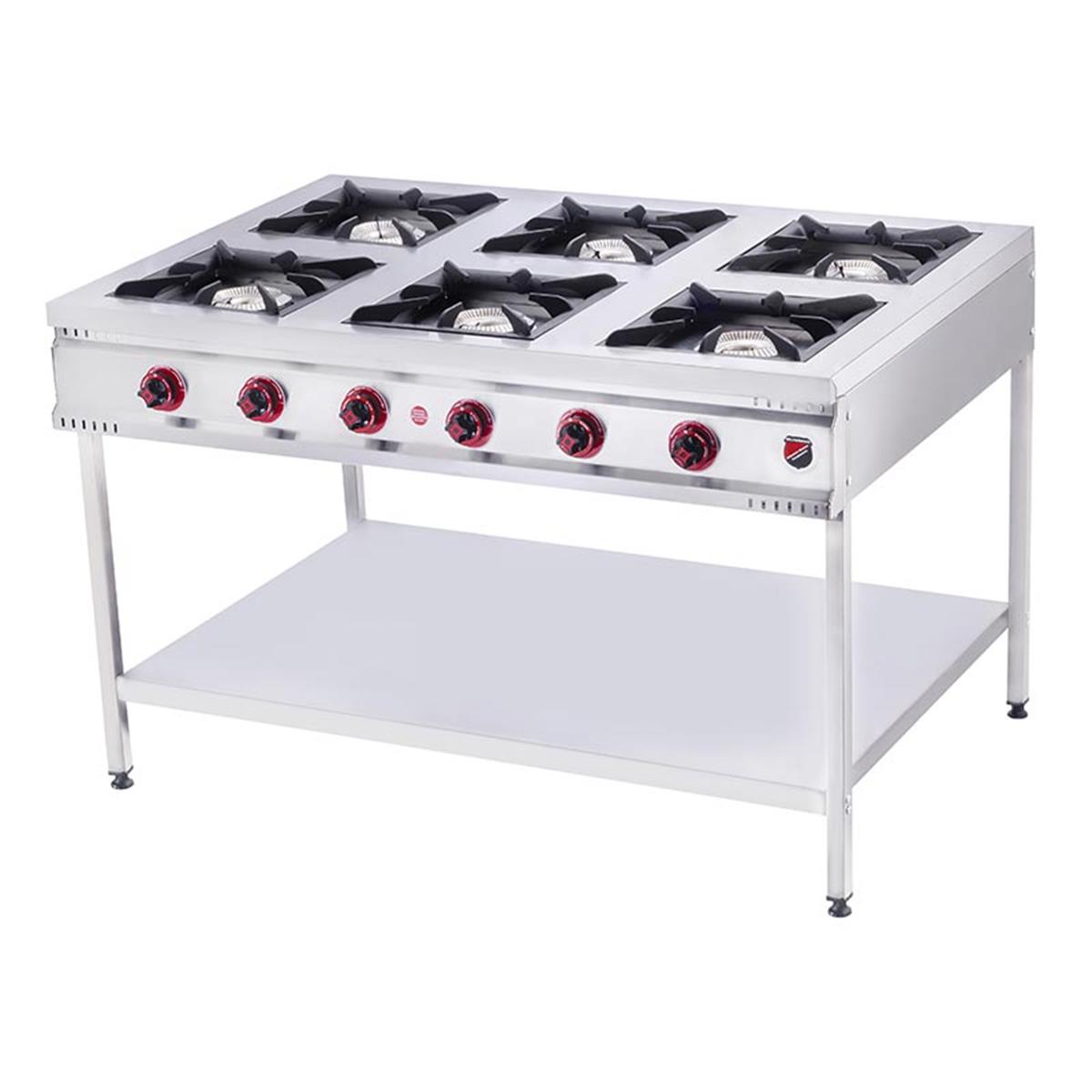 SilverInox TB-6G 6 Gözlü LPG li Taban Raflı Midi Ocak CE BelgeliSilverInoxIG.TB-6G