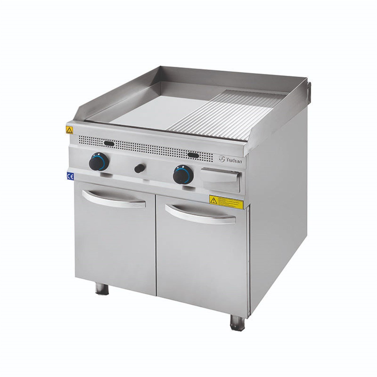 Turhan Çelik TC.9IGK800 80'lık Gazlı Düz Pleyt Izgara Ce Belgeli Alt Dolaplı Krom Kaplı 800x930x850