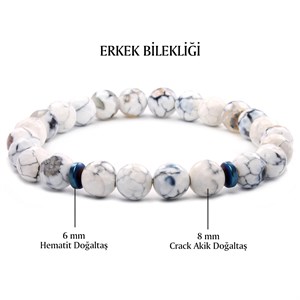 8 mm Crack Akik Doğaltaş Bay Bayan Bileklik Kombin