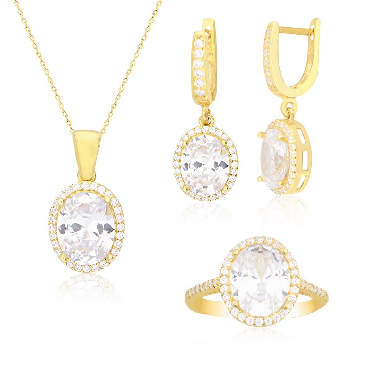 925 Ayar Gümüş Altın Kaplama Takı Seti