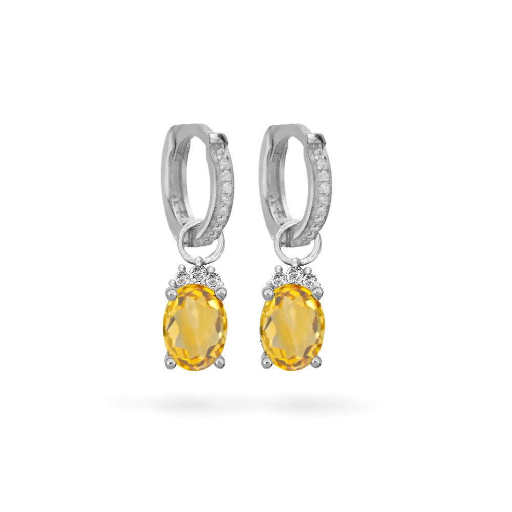 925 Ayar Gümüş Sitrin Oval Taşlı Trend Takı Seti