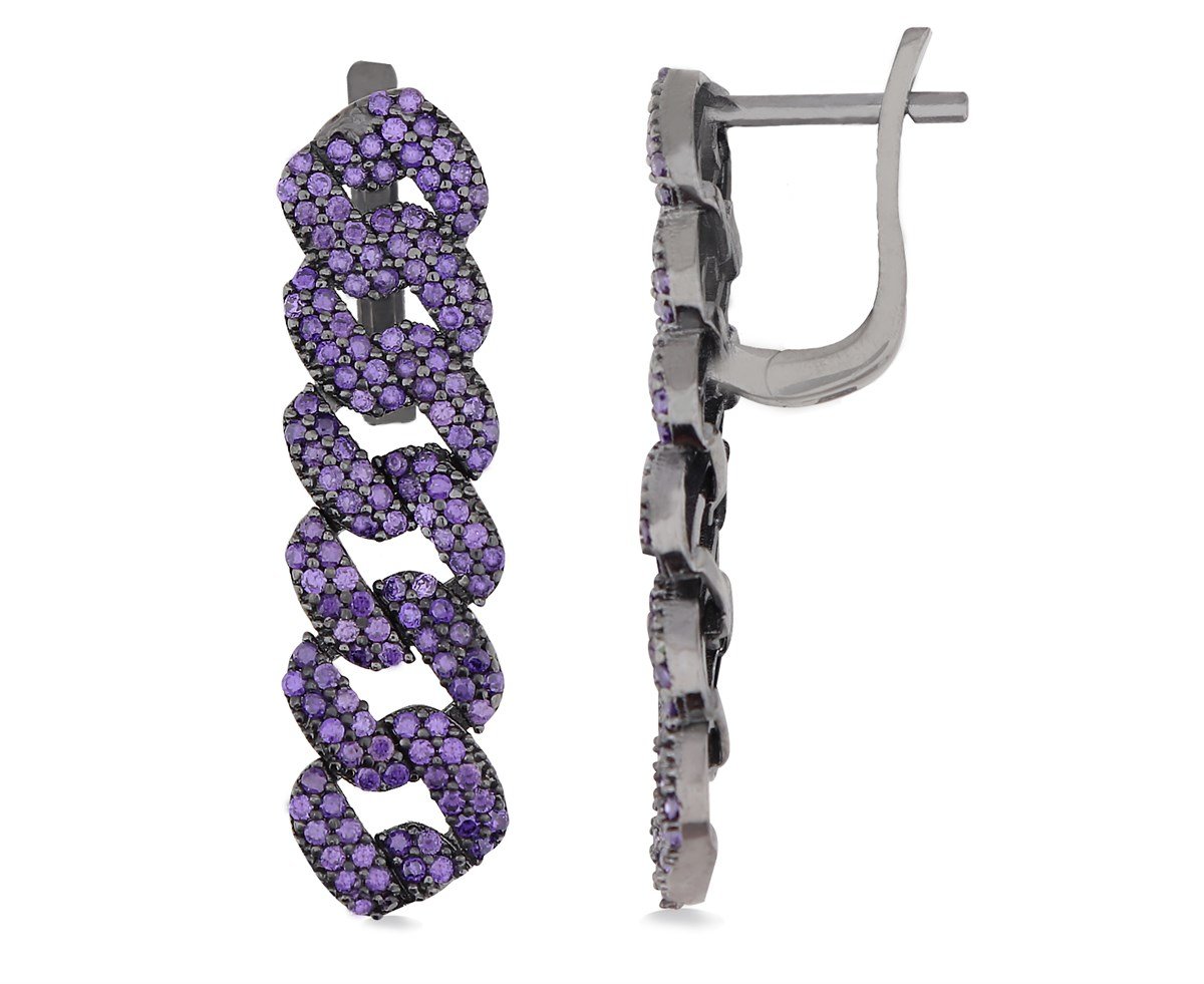 925 Ayar Gümüş Ametist Taşlı Gurmet Küpe