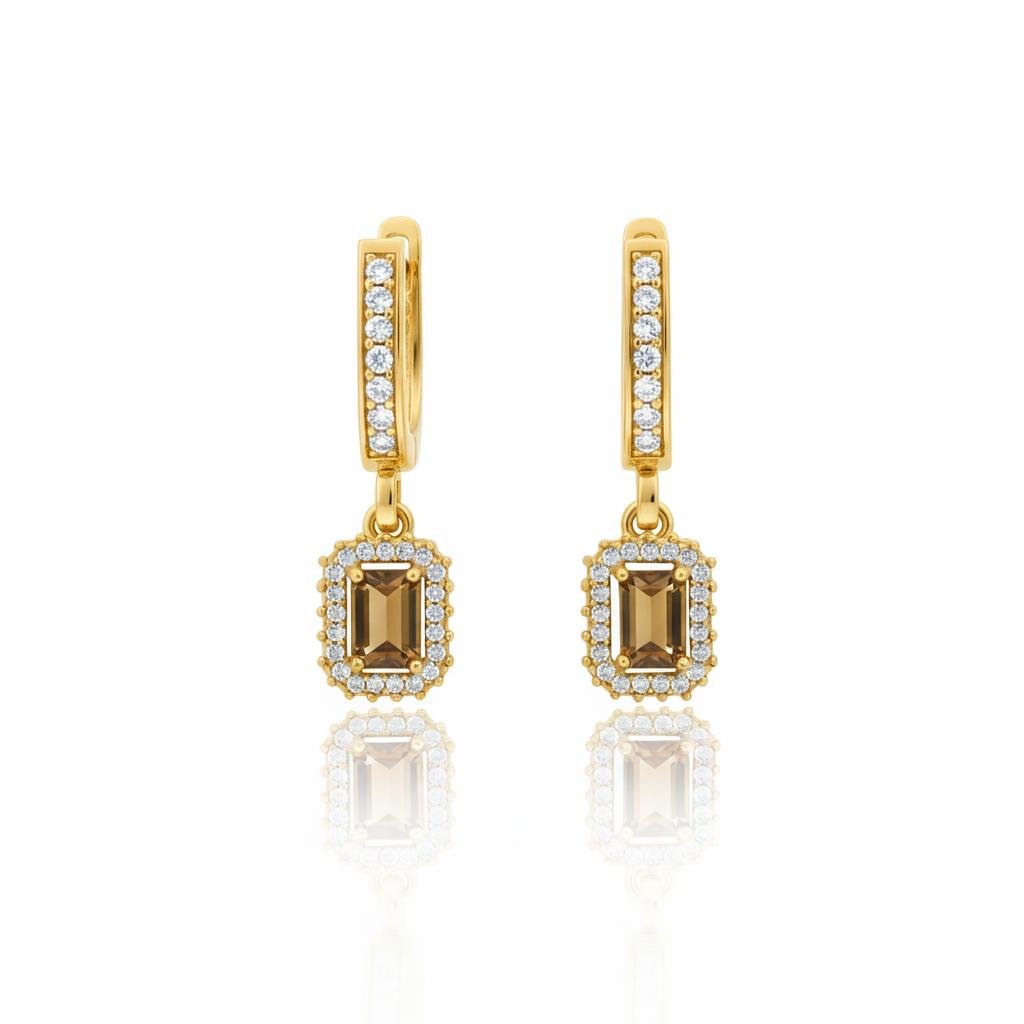 925 Ayar Gümüş Baget Zultanit Taşlı Anturaj Küpe