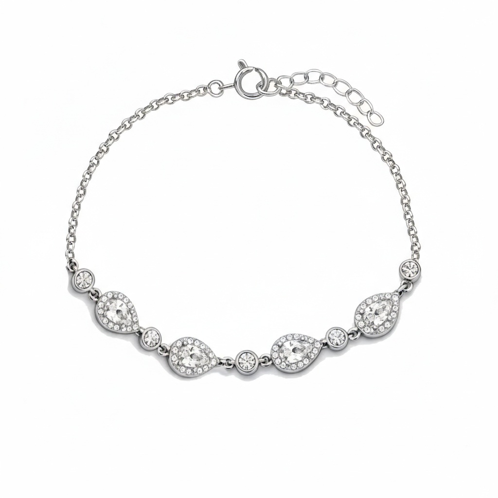 925 Ayar Gümüş Elegance Damla Detaylı Bileklik