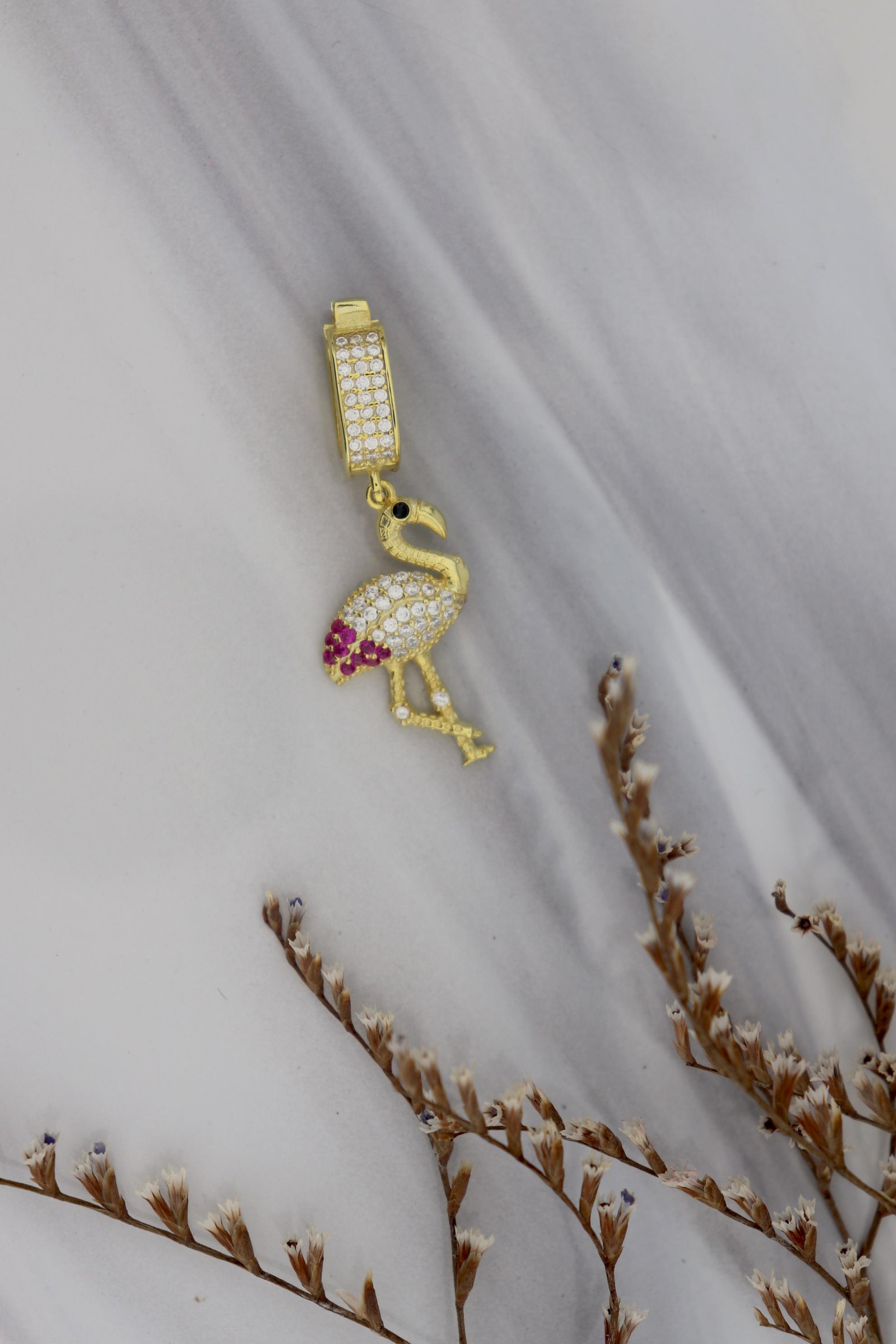 925 Ayar Gümüş Flamingo Charm