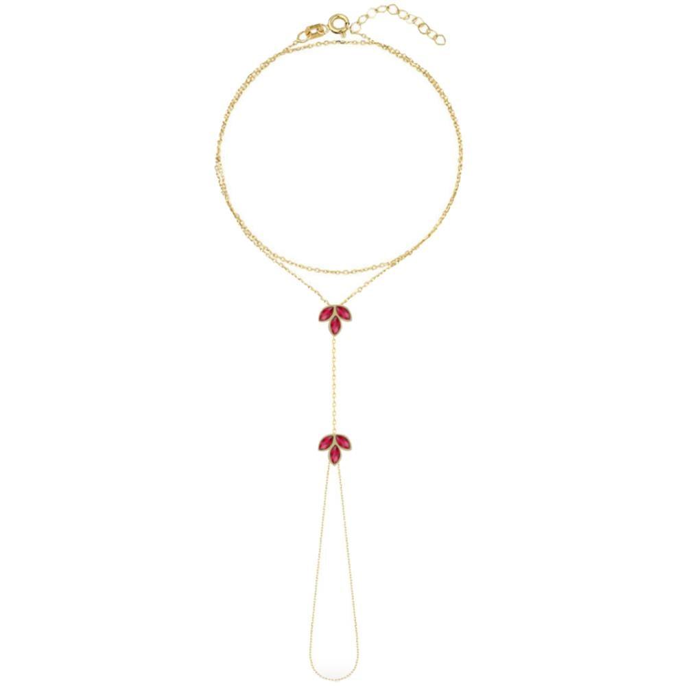 925 Ayar Gümüş Garnet Taşlı Lotus Şahmeran
