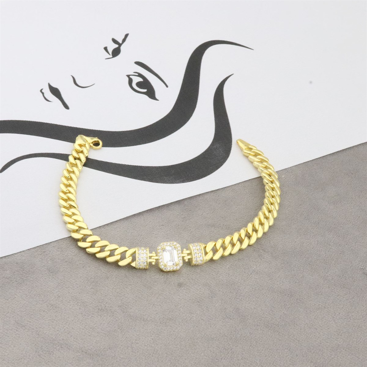 925 ayar Gümüş Gold Baget Gurmet Bileklik