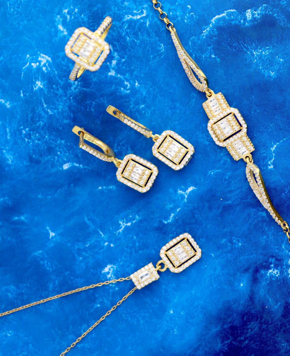 925 Ayar Gümüş Gold Baget Set