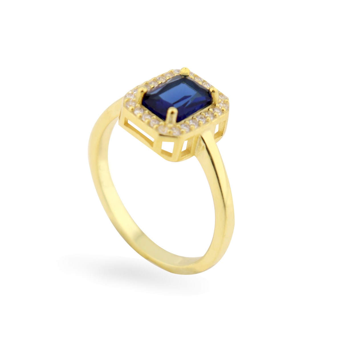 925 Ayar Gümüş Gold Safir Baget Yüzük
