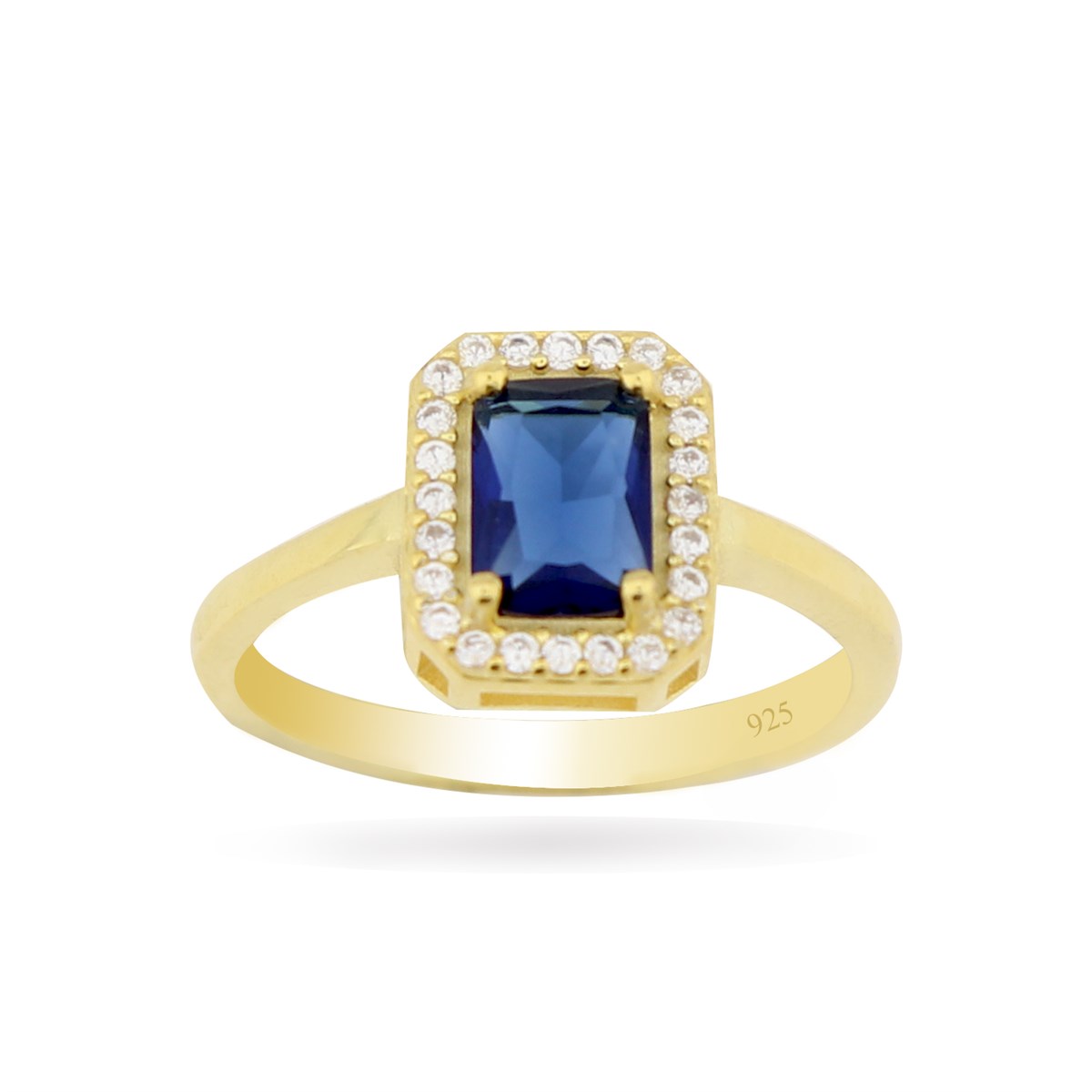 925 Ayar Gümüş Gold Safir Baget Yüzük