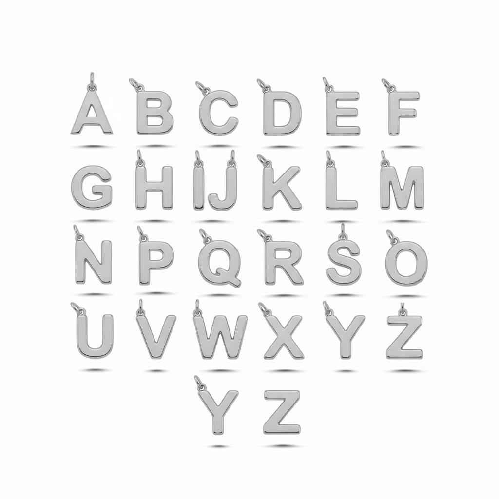 925 Ayar Gümüş Harf Kolye Ucu Charm