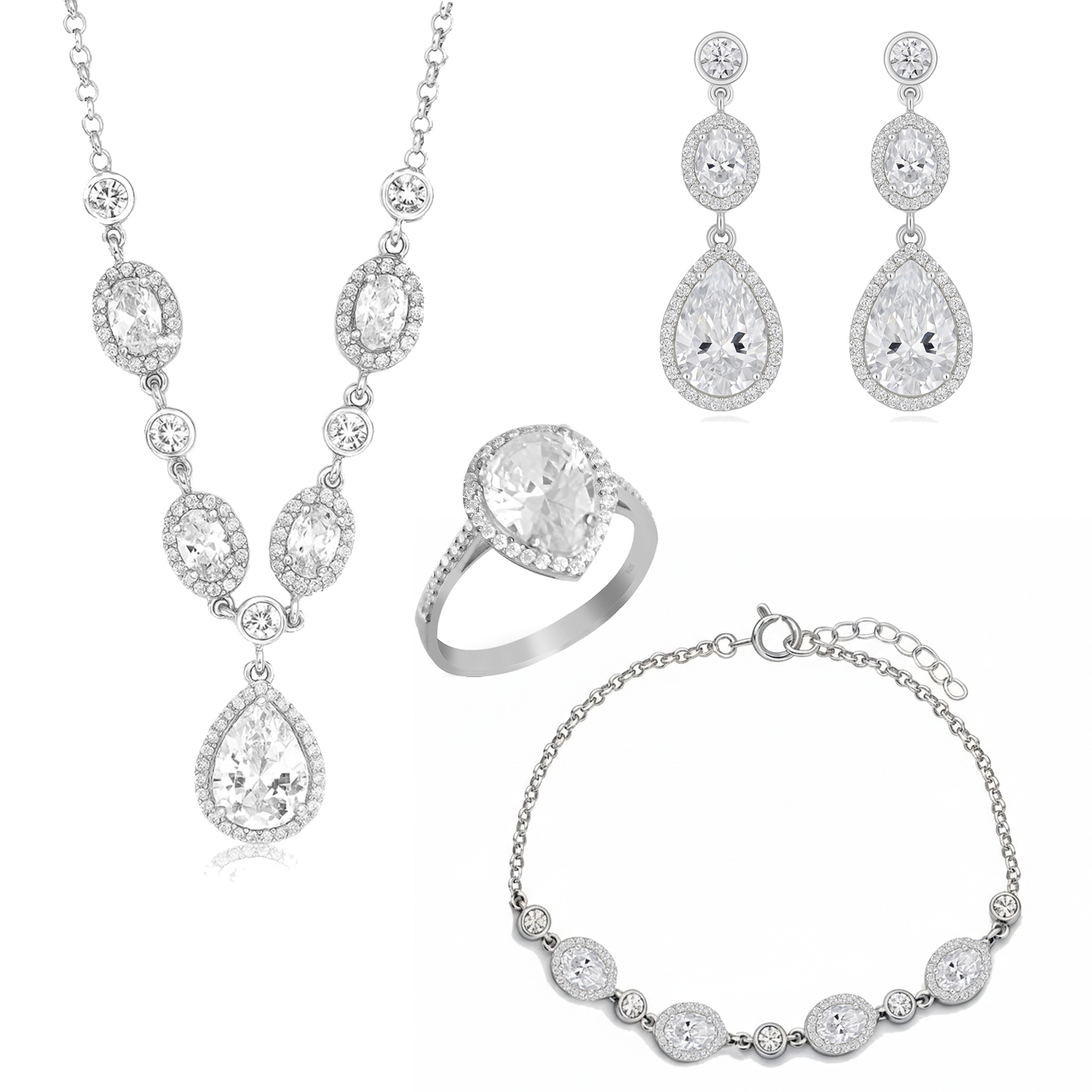 925 Ayar Gümüş Kristal Elegance Davet Takı Seti