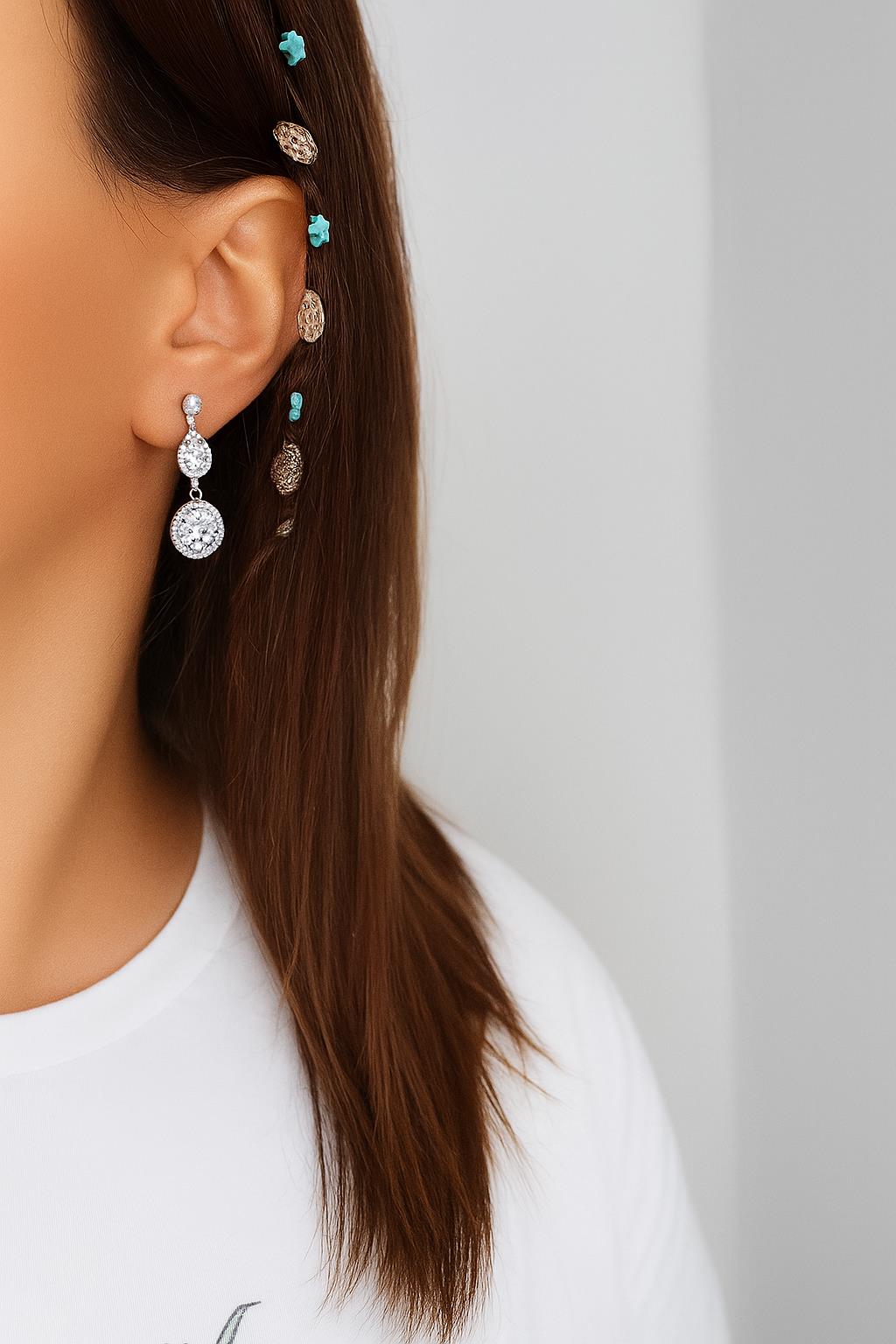 925 Ayar Gümüş Kristal Elegance Küpe