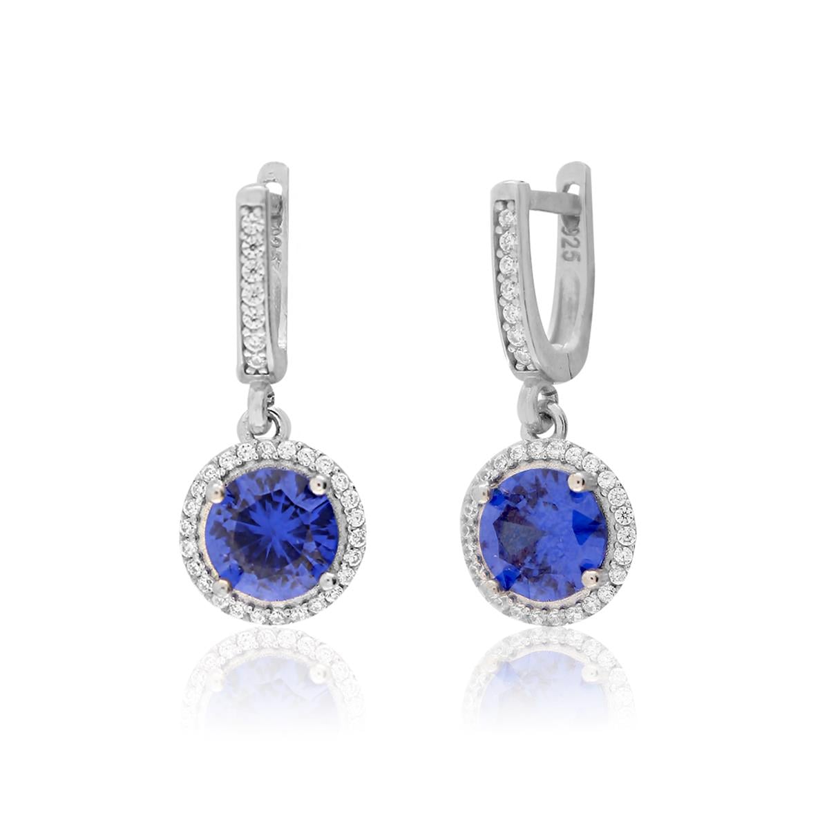 925 Ayar Gümüş Kristal Safir Taşlı Küpe