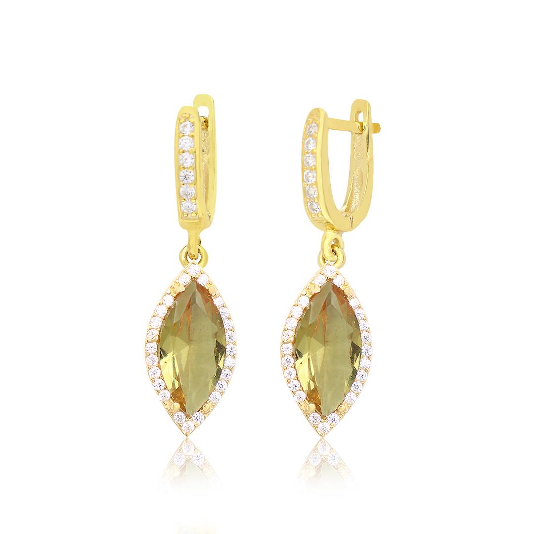 925 Ayar Gümüş Markiz Zultanit Taşlı Küpe