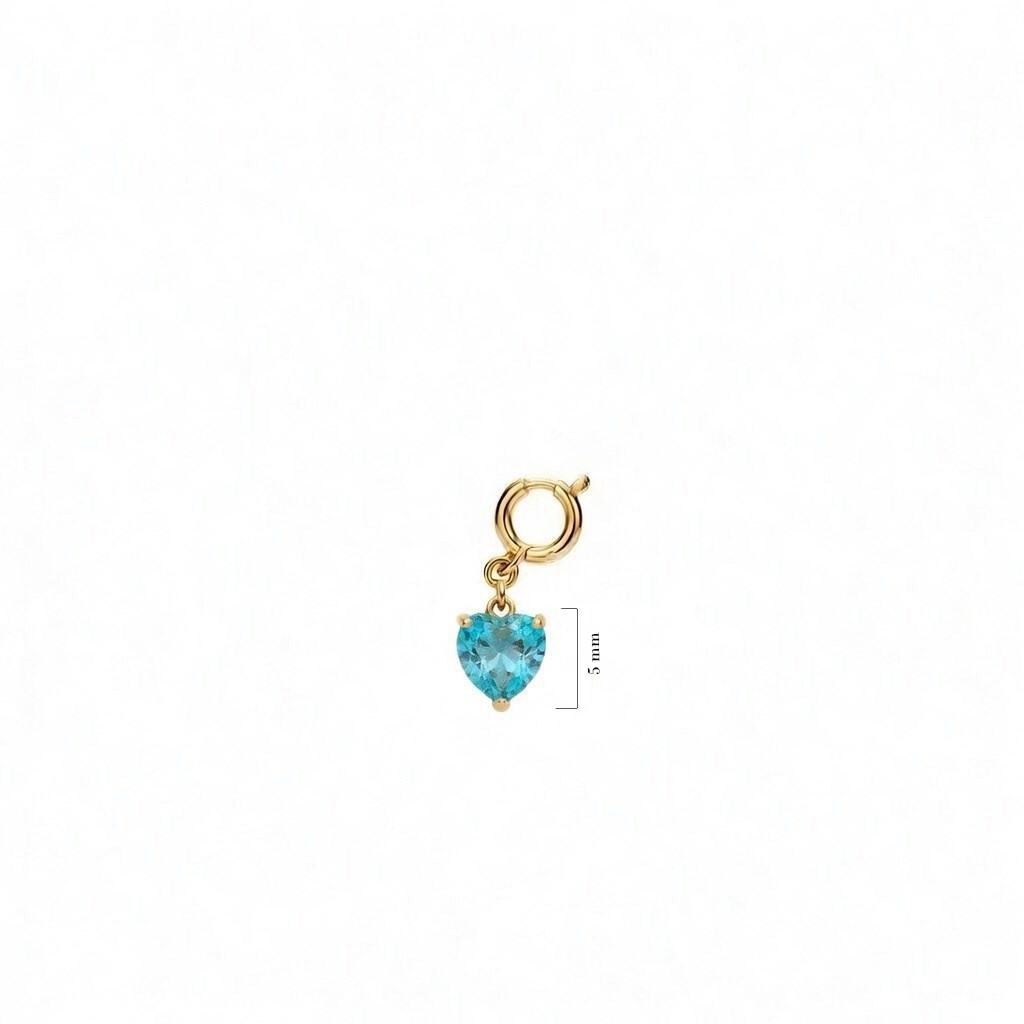 925 Ayar Gümüş Minimal Aqua Kalp Kolye Ucu - Charm