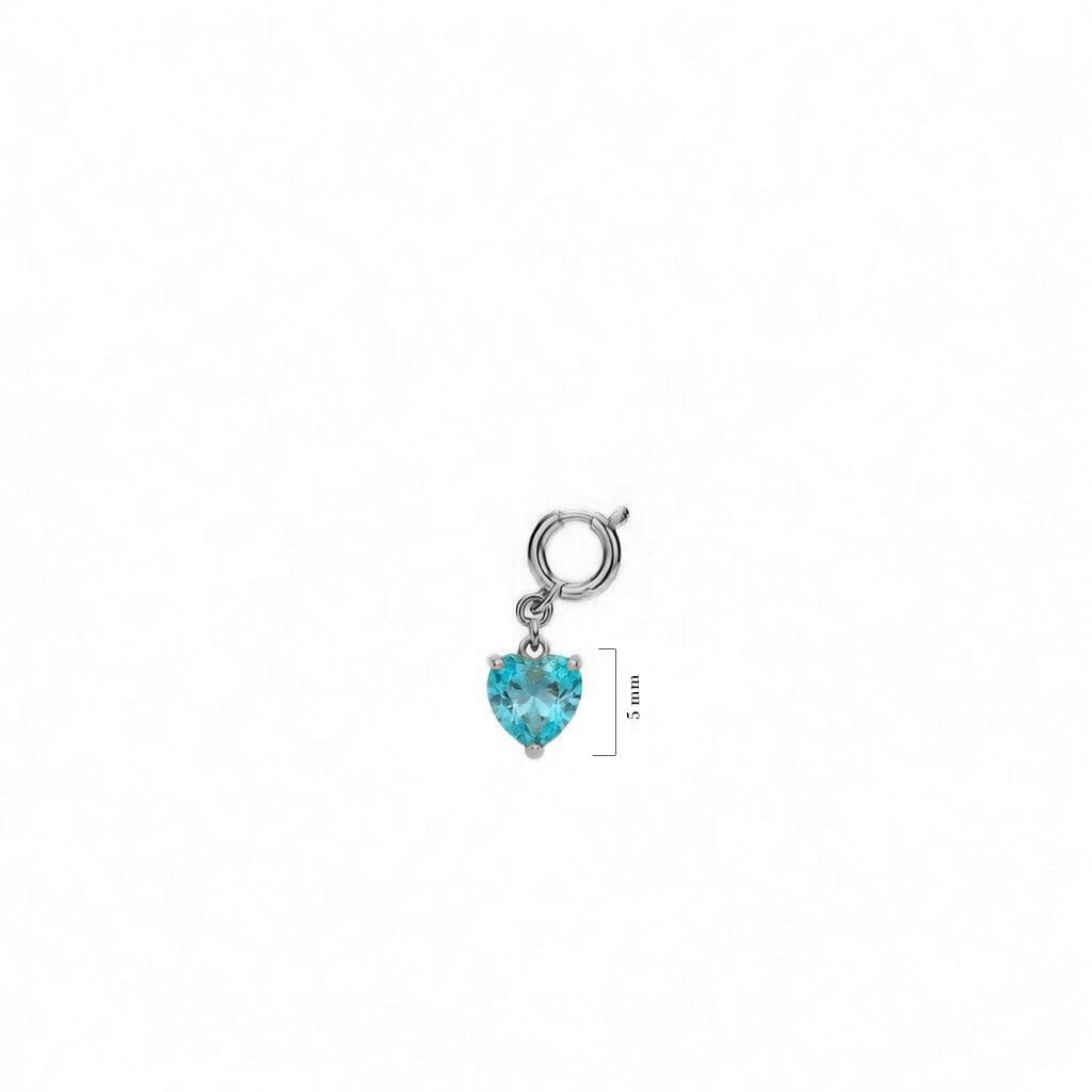 925 Ayar Gümüş Minimal Aqua Kalp Kolye Ucu - Charm
