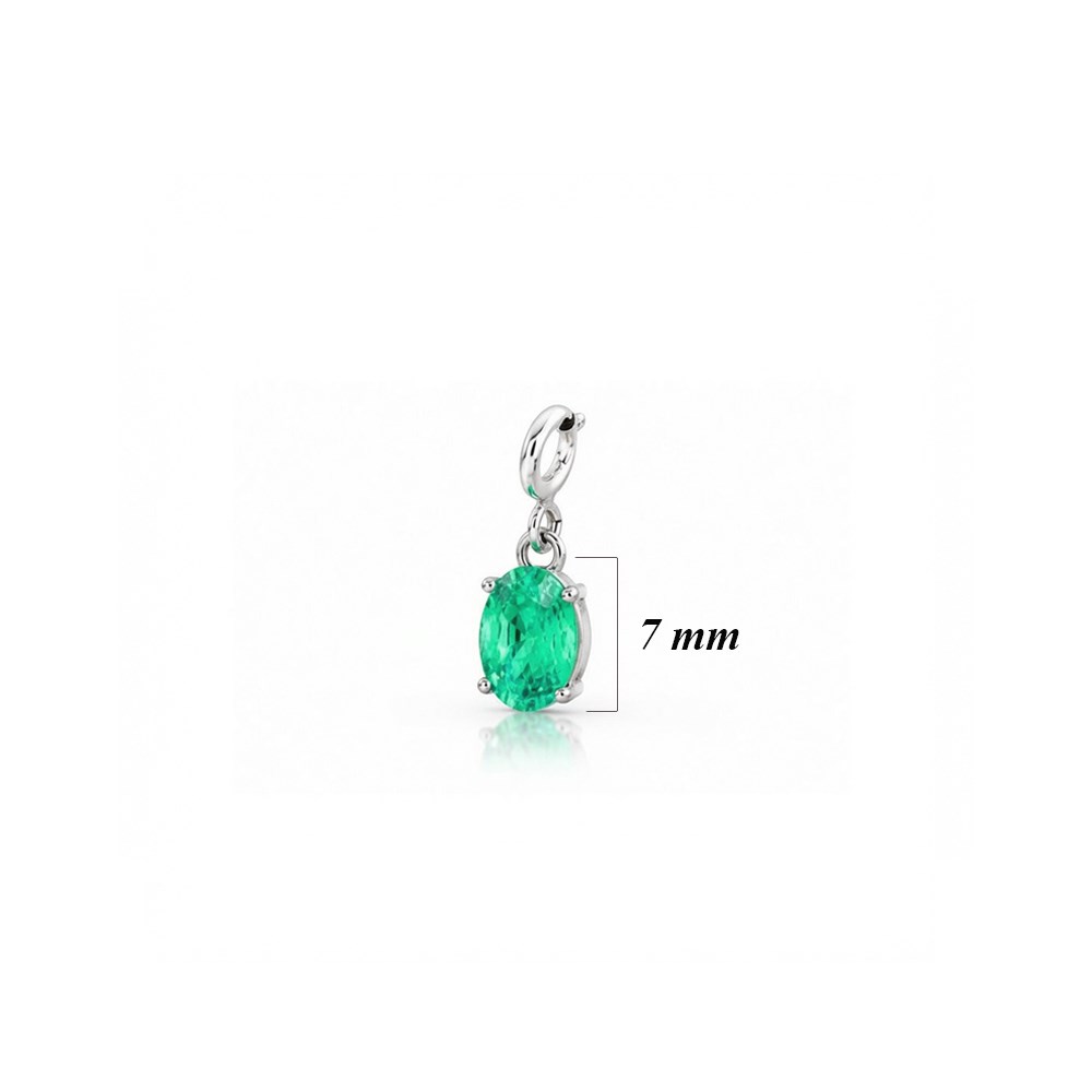 925 Ayar Gümüş Minimal Oval Paraiba Taşlı Charm Kolye Ucu
