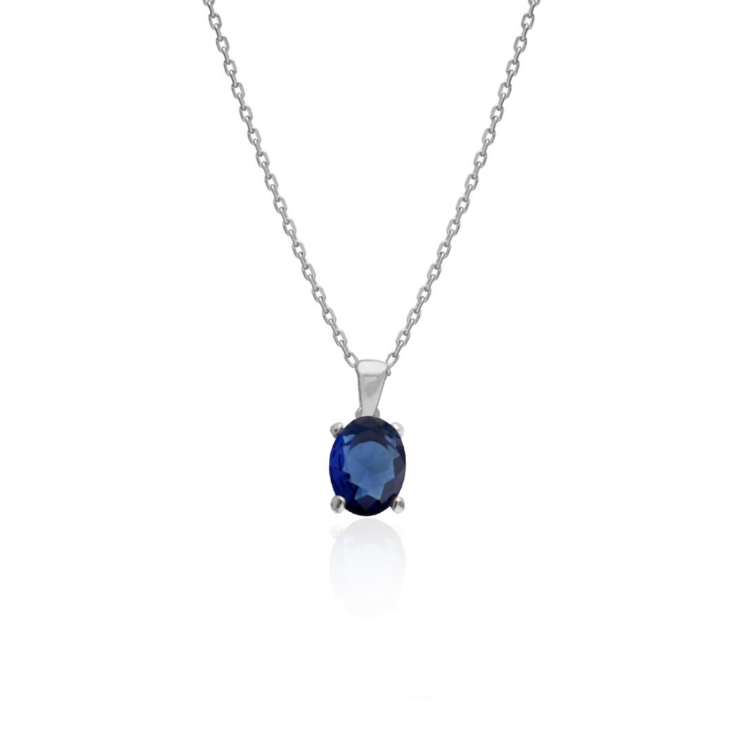 925 Ayar Gümüş Minimal Safir Oval Taşlı Takı Seti