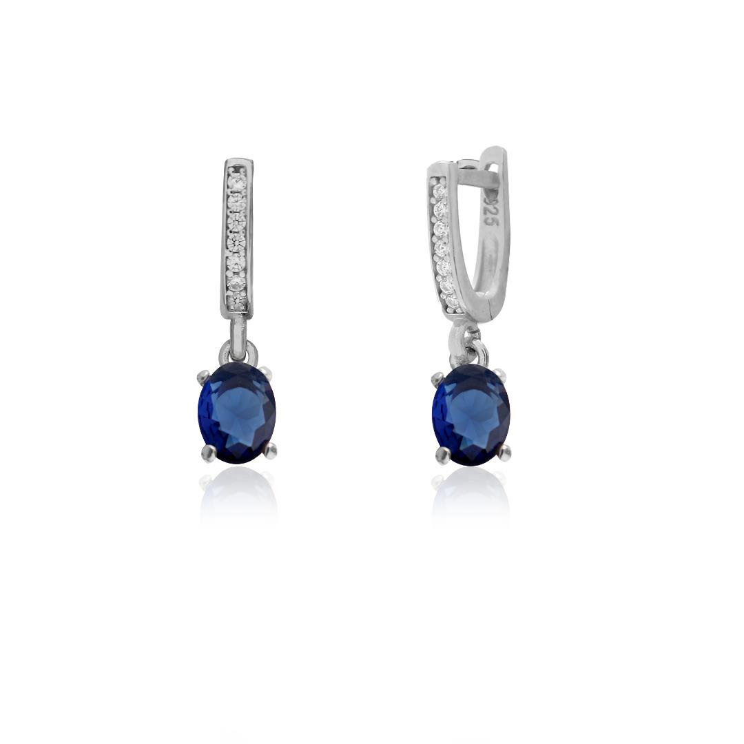925 Ayar Gümüş Minimal Safir Oval Taşlı Takı Seti