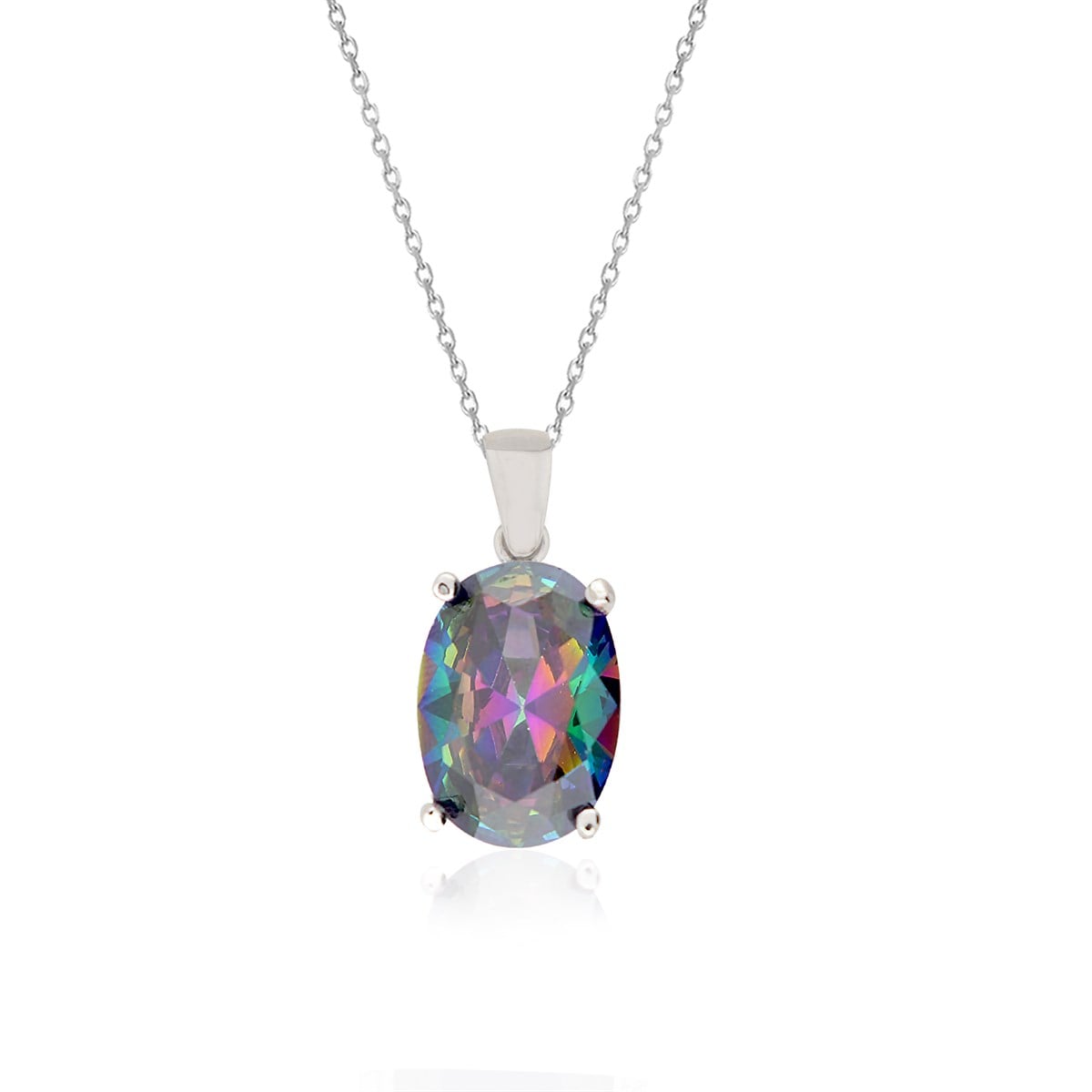 925 Ayar Gümüş Mistik Topaz Oval Kolye