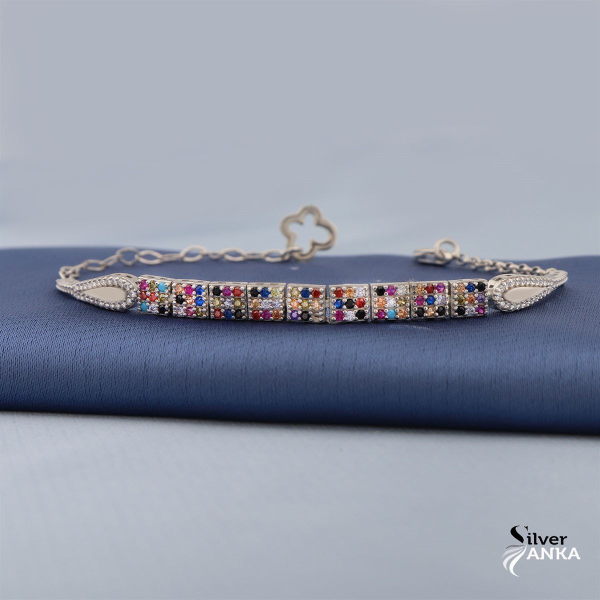 925 Ayar Gümüş Mix Taşlı Bileklik