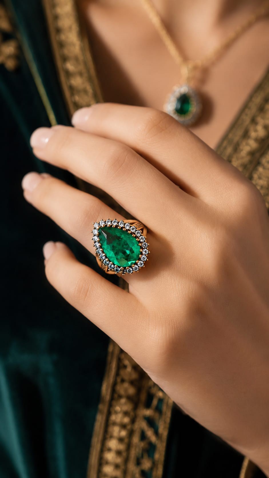 925 Ayar Gümüş Otantik Doğal Paraiba Damla Taşlı Hürrem Yüzük