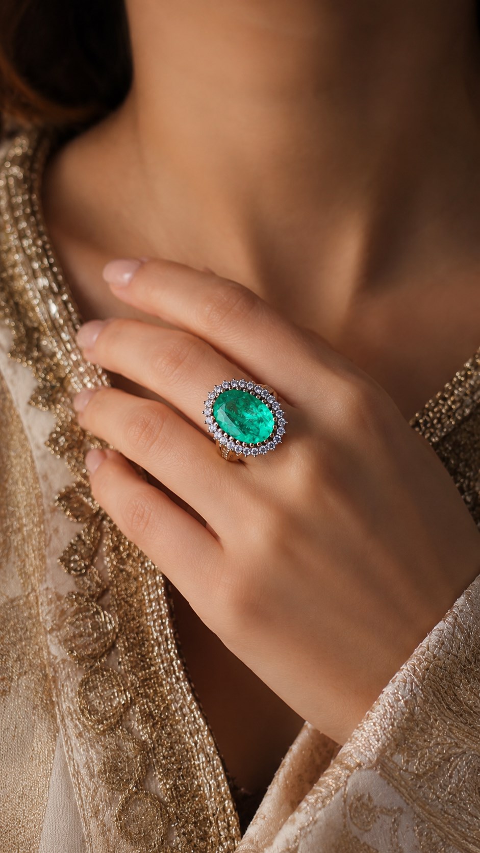 925 Ayar Gümüş Otantik Oval Doğal Paraiba Taşlı Hürrem Yüzük
