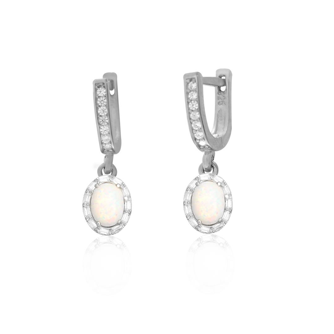 925 Ayar Gümüş Oval Opal Taşlı Küpe