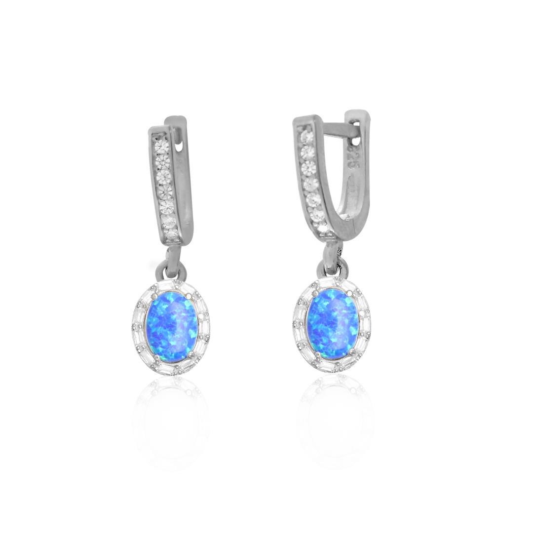 925 Ayar Gümüş Oval Opal Taşlı Küpe