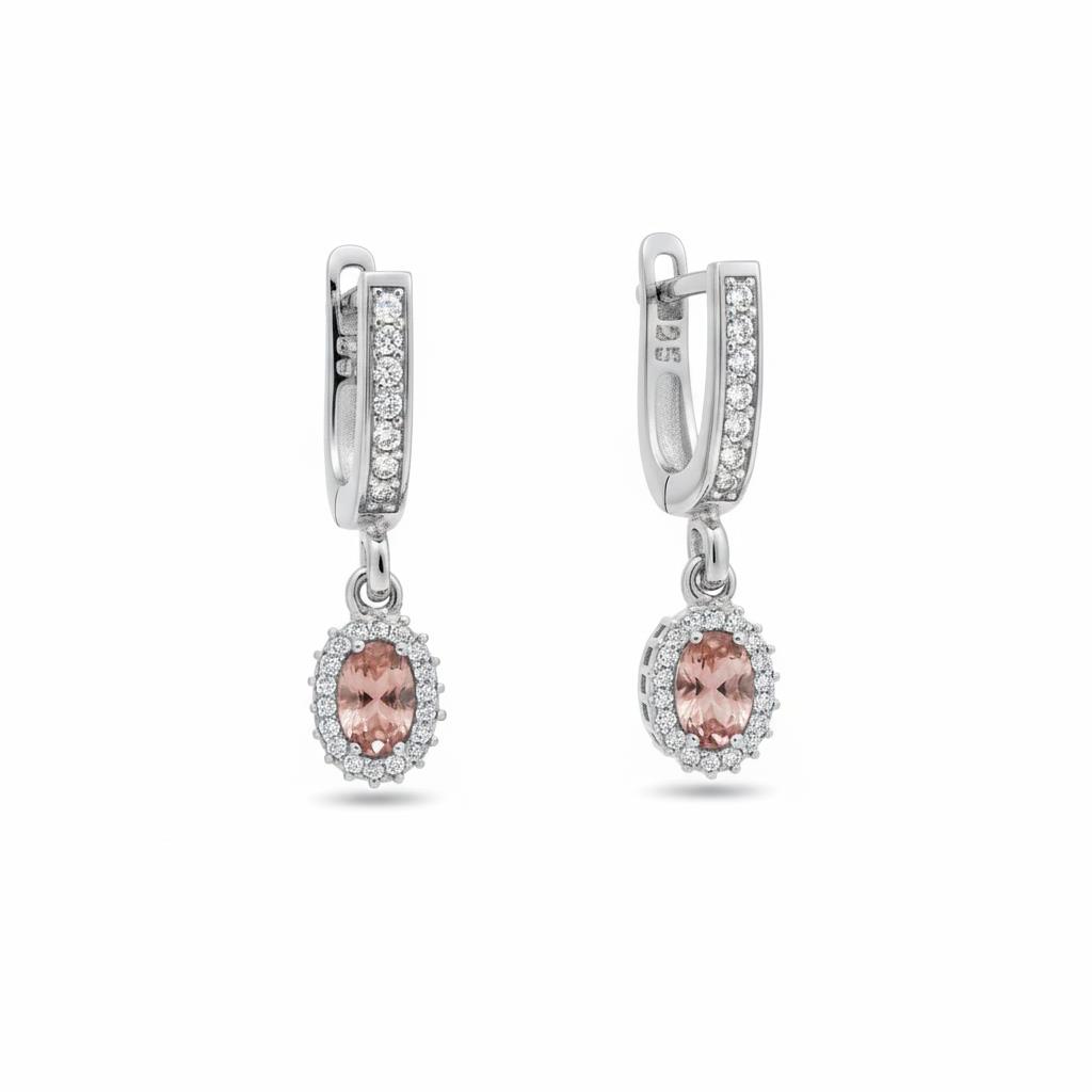 925 Ayar Gümüş Oval Zultanit Taşlı Anturaj Küpe