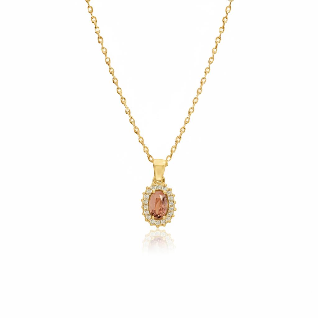 925 Ayar Gümüş Oval Zultanit Taşlı Anturaj  Kolye