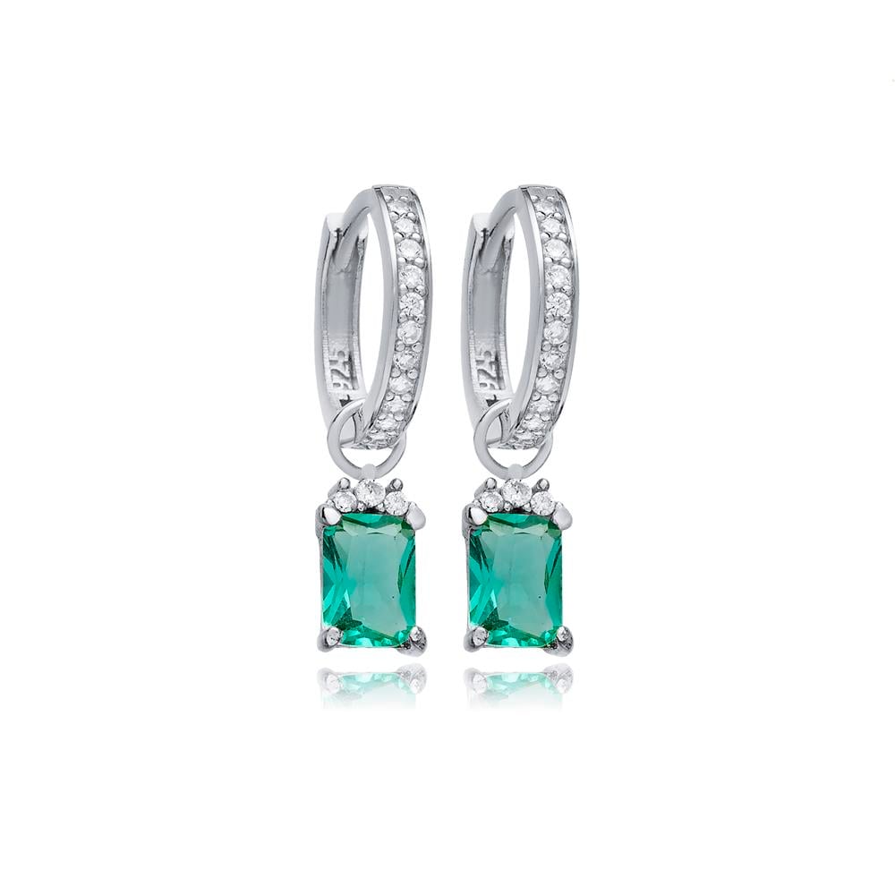 925 Ayar Gümüş Paraiba Baget Taşlı Trend Küpe