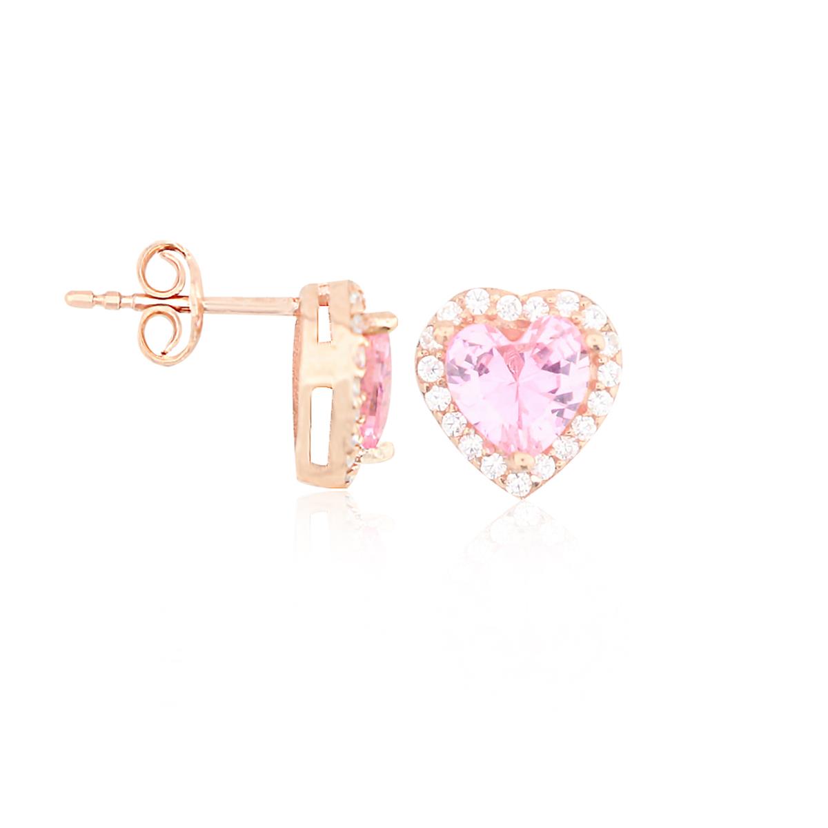925 Ayar Gümüş Pembe Taşlı Kalp Takı Seti