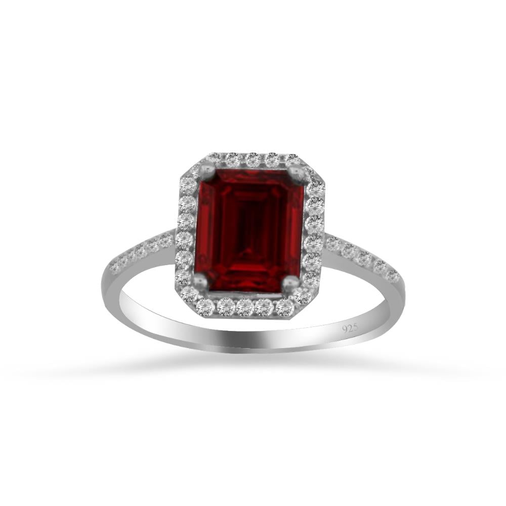 925 Ayar Gümüş Ruby Baget Taşlı Yüzük