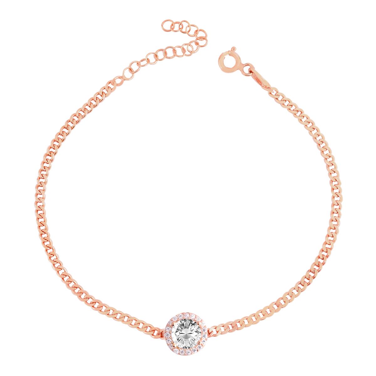 925 Ayar Gümüş Beyaz Yuvarlak Taşlı Gurmet Zincir Bileklik