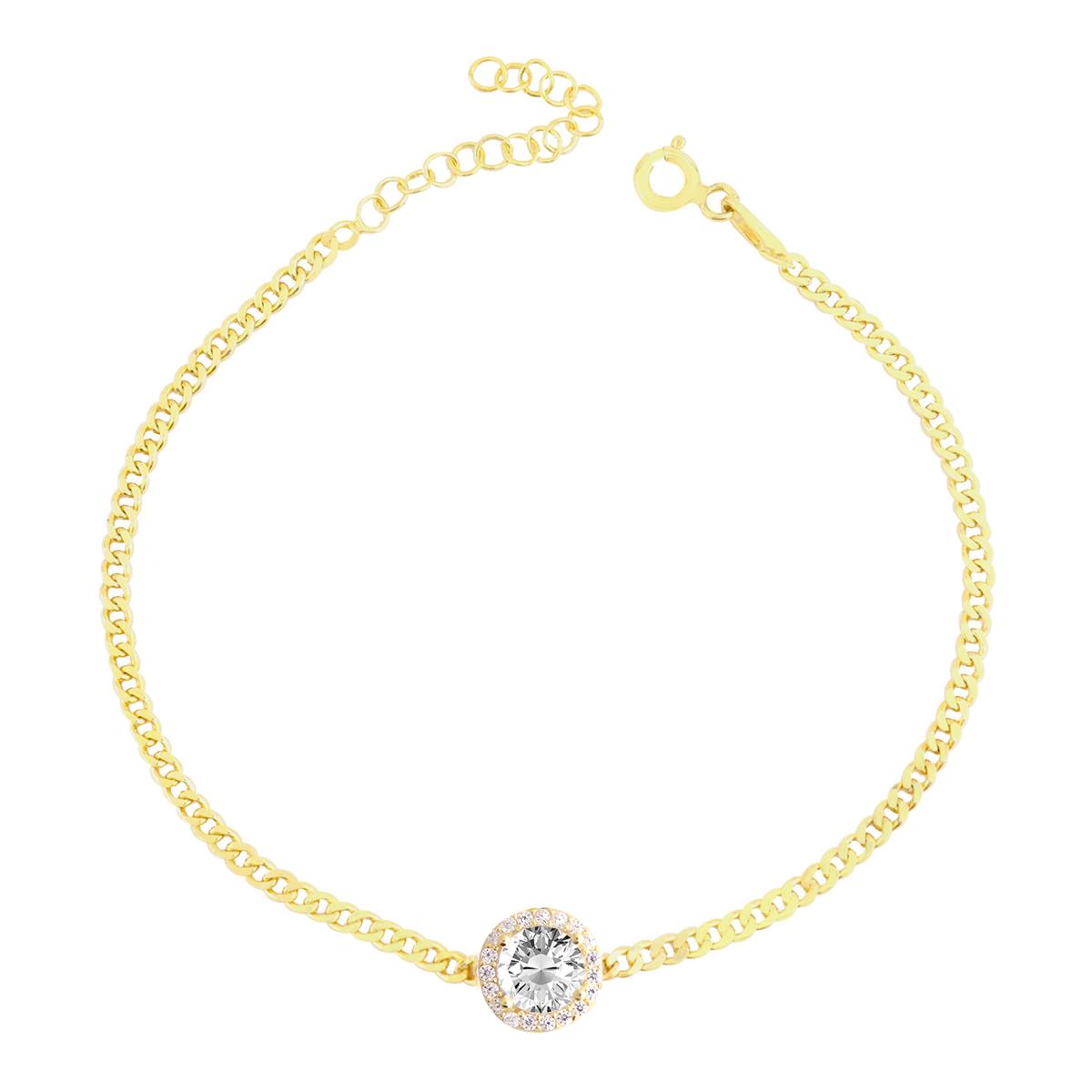 925 Ayar Gümüş Beyaz Yuvarlak Taşlı Gurmet Zincir Bileklik