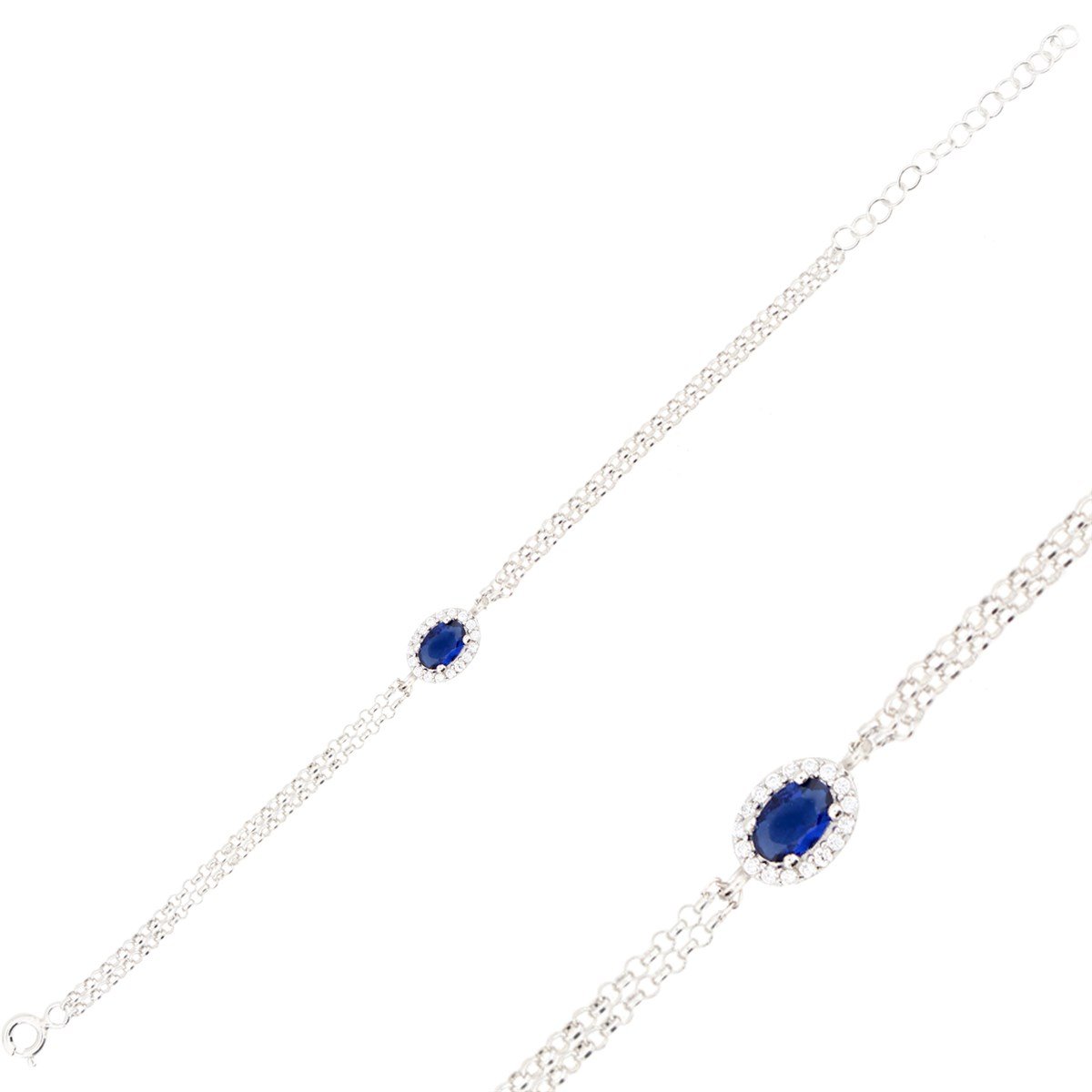 925 Ayar Gümüş Safir Oval Bileklik