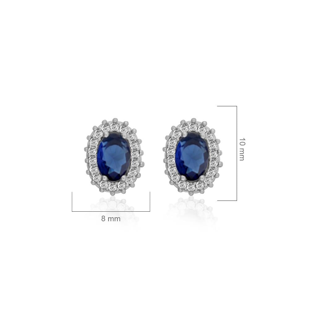 925 Ayar Gümüş Safir Oval Taşlı Anturaj Küpe