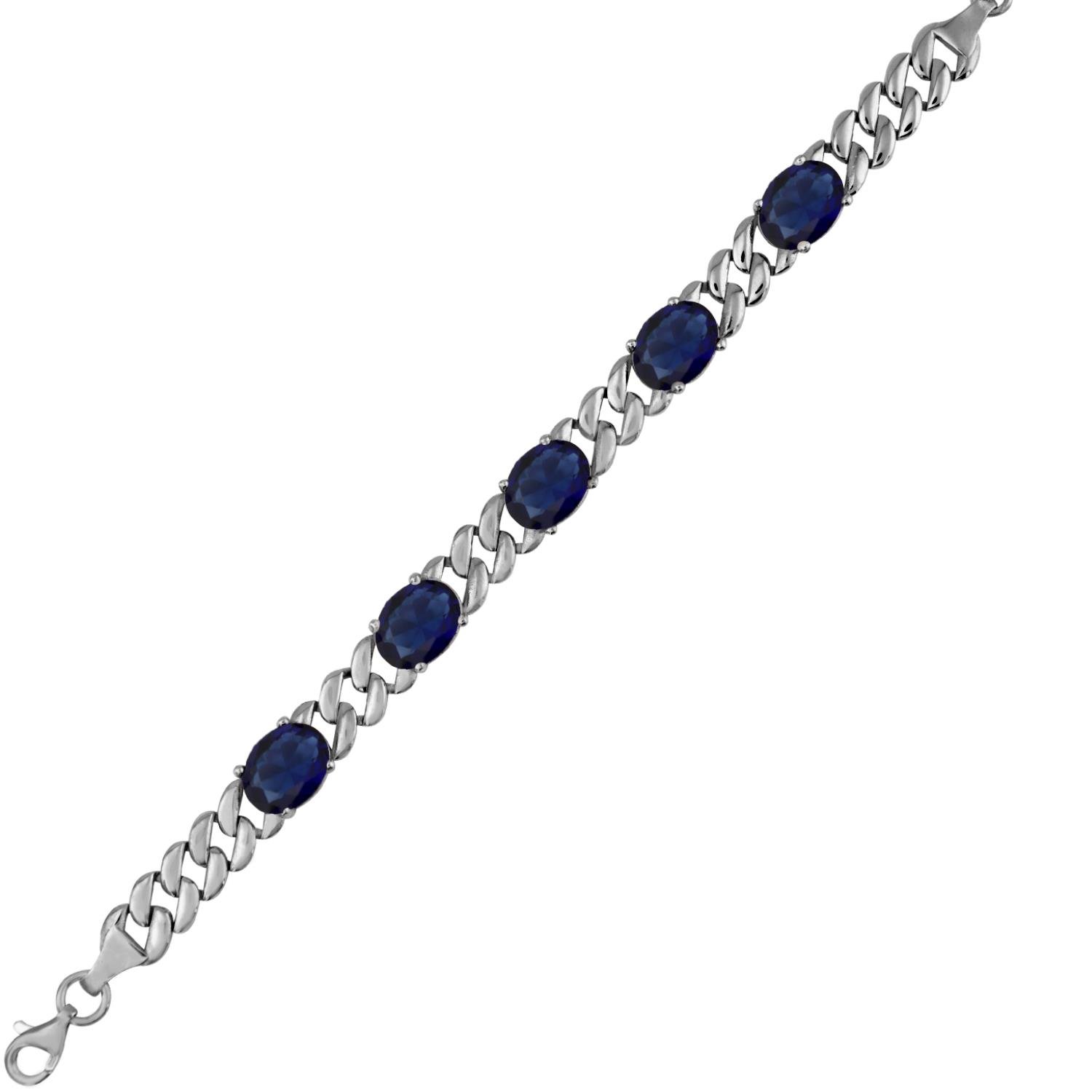 925 Ayar Gümüş Safir Taşlı Gurmet Bileklik