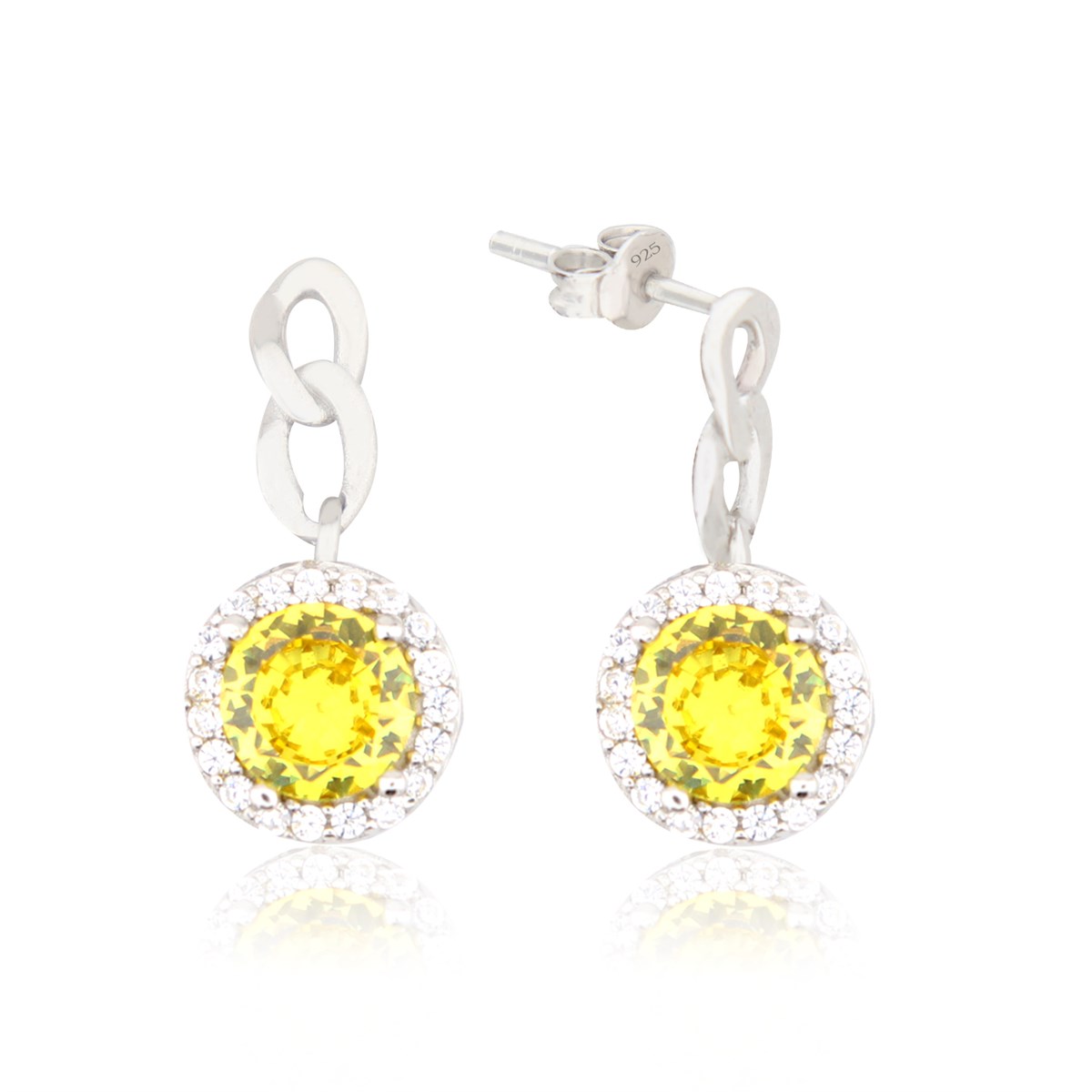 925 Ayar Gümüş Sitrin Takı Seti Zincir Detay