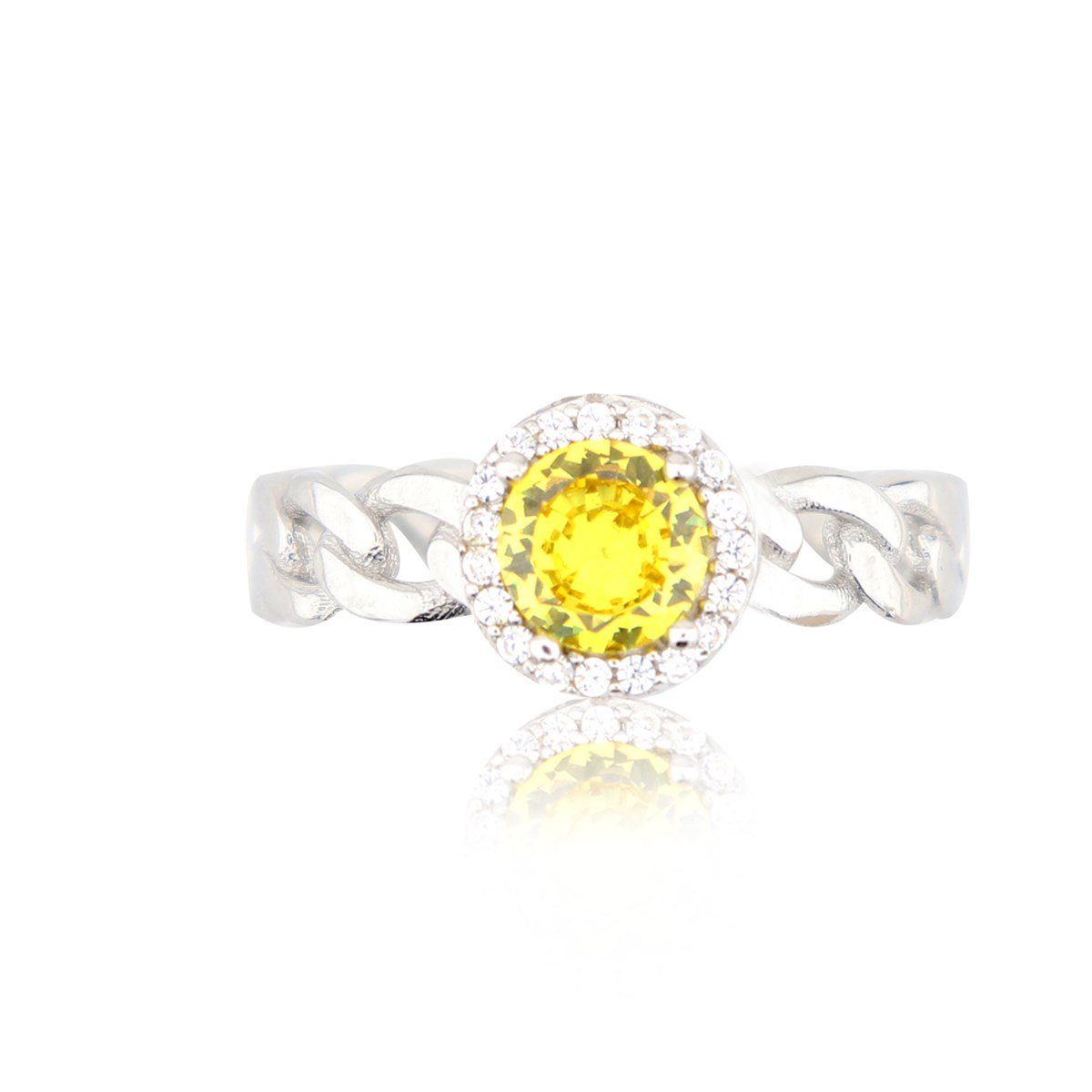 925 Ayar Gümüş Sitrin Takı Seti Zincir Detay