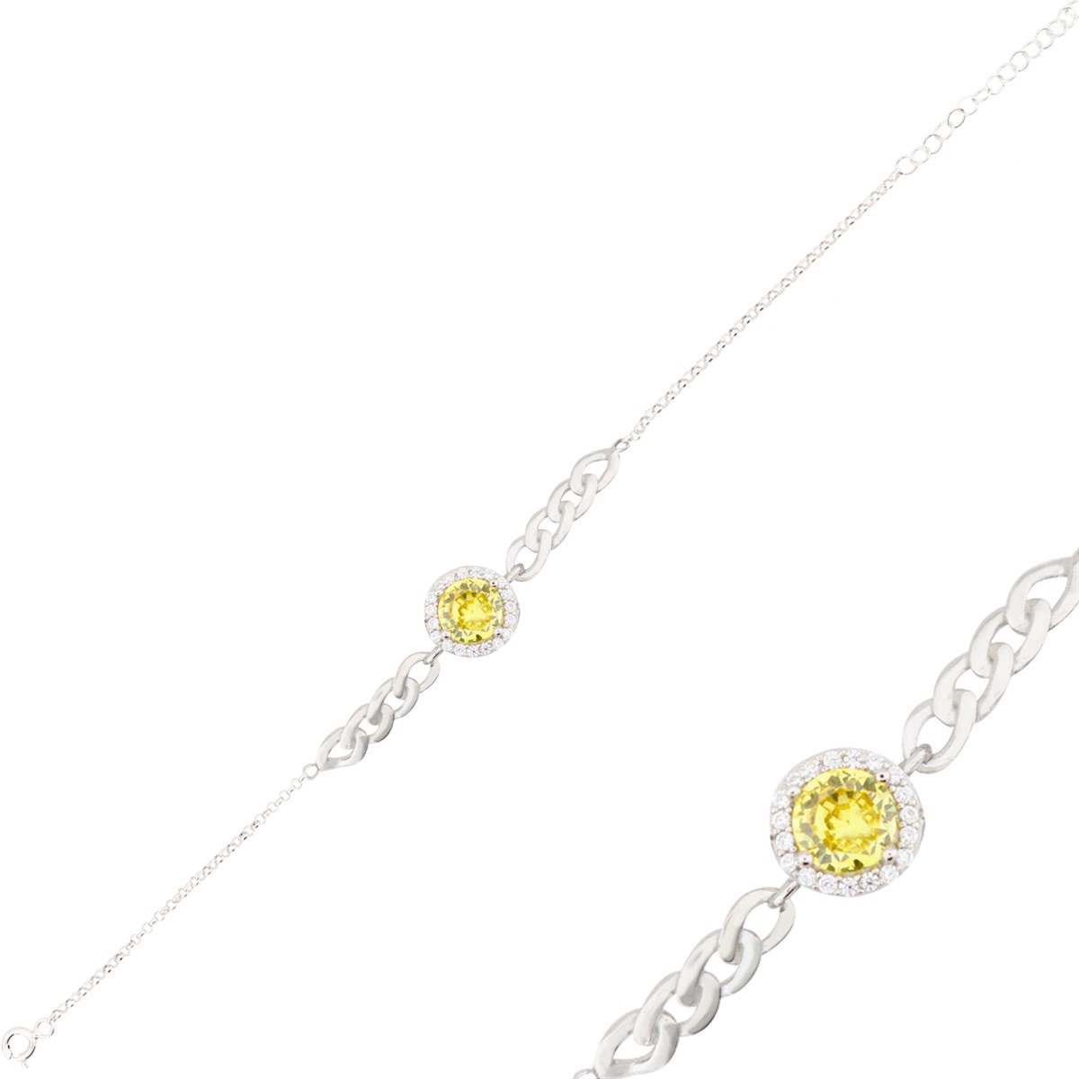 925 Ayar Gümüş Sitrin Takı Seti Zincir Detay