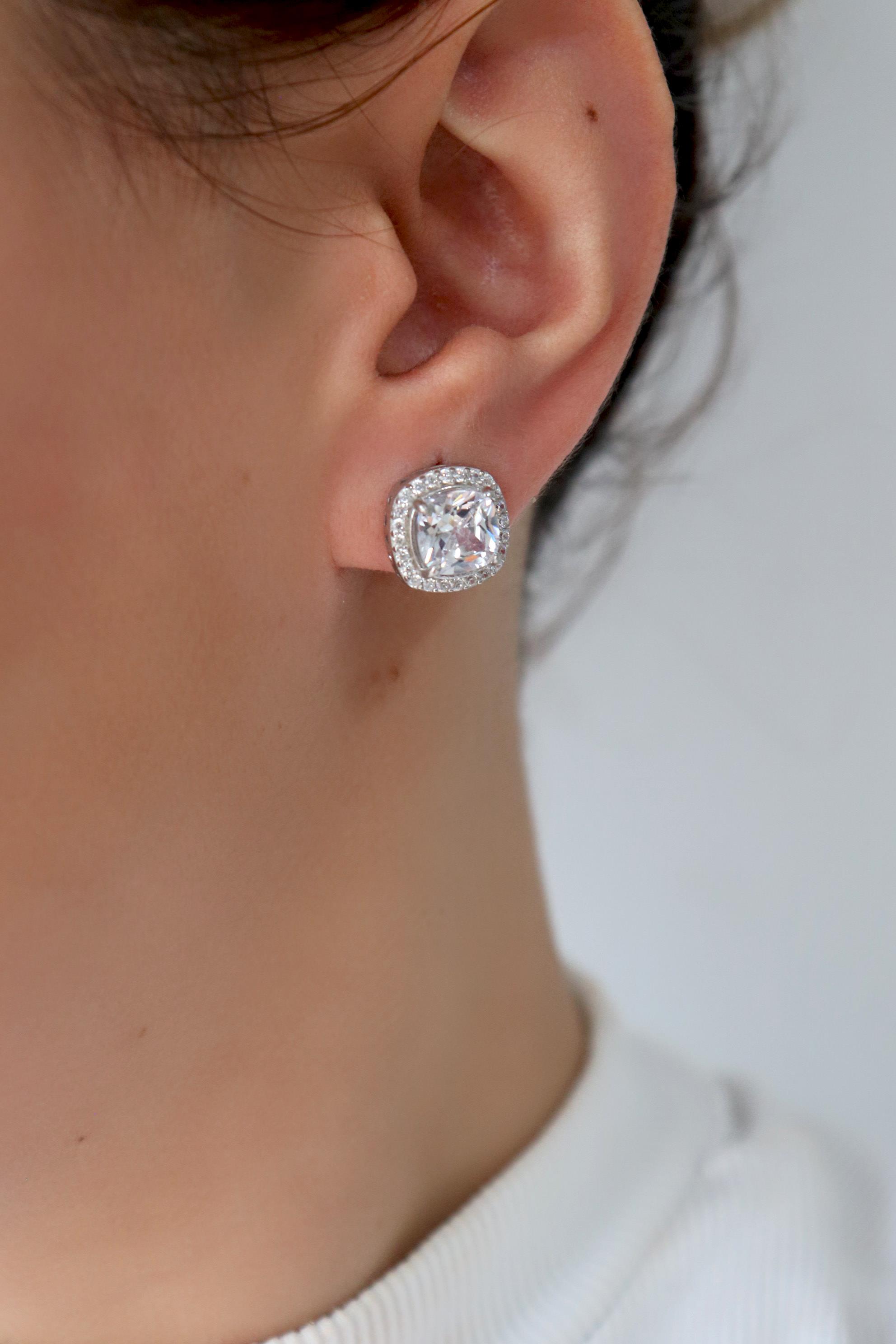 925 Ayar Gümüş Swarovski Taşlı Pırlanta Montür Küpe